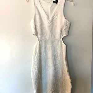 White cut out Topshop mid length tight dress
